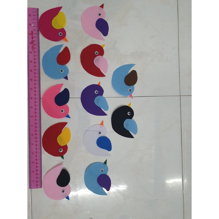 Bộ 5 con chim bằng nỉ 10cm – Đồ dùng trang trí mầm non