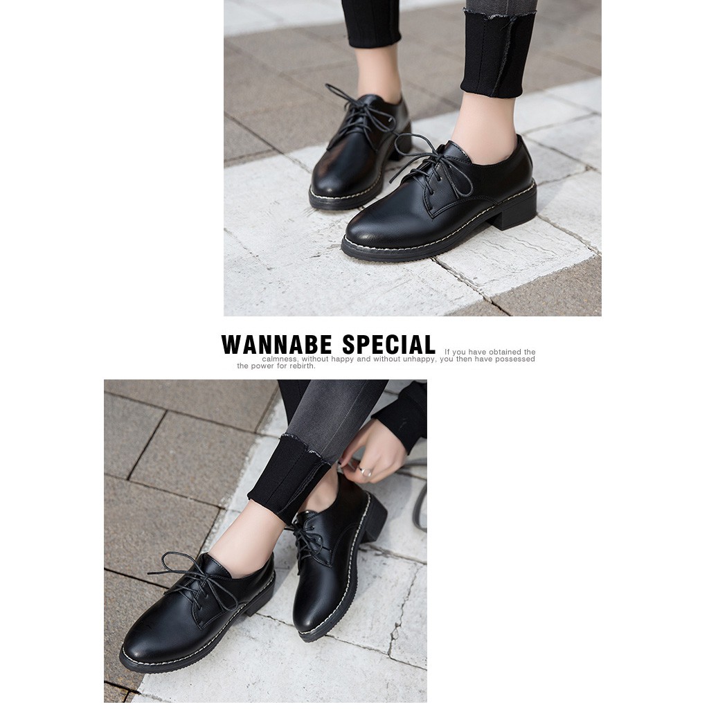 Giày Oxford Nữ Da Đế Cao 4cm Cá Tính Phong Cách Hàn Quốc - ST57