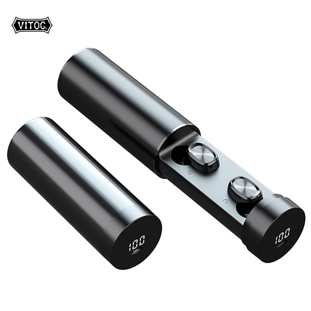 Tai nghe không dây Vitog TWS bluetooth 5.0 bass trầm hiển thị LED kỹ thuật số điều khiển cảm ứng thông minh