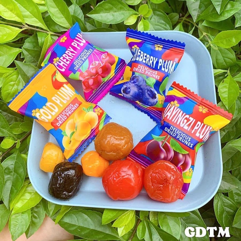 [OMAI] Ô Mai Colorful Plum - 3 Gói Xí Muội Trái Cây Mix Vị Cherry_Mận_Việt Quất 408gr giòn tan ngọt chua nhẹ siêu ngon