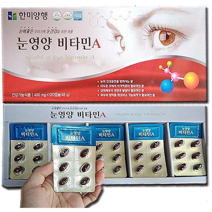 [HÀNG MỚI VỀ] Viên Bổ Mắt Hàn Quốc Health of eye Vitamin A, Hộp 120Viên