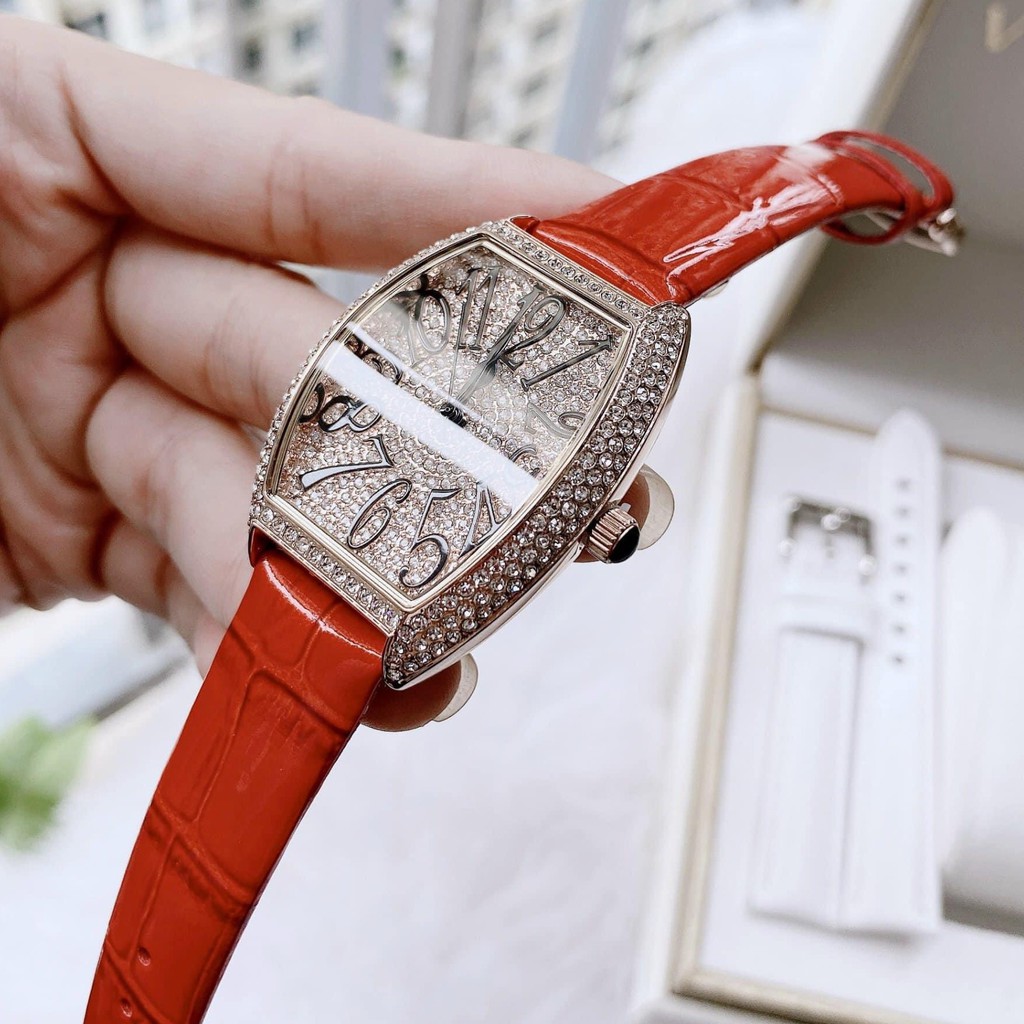 Đồng Hồ Davena Nữ Dây Da Đỏ 36mm Rose Gold Chính Hãng