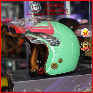 Mũ bảo hiểm 3/4 đầu Omega có kính - Xanh mint