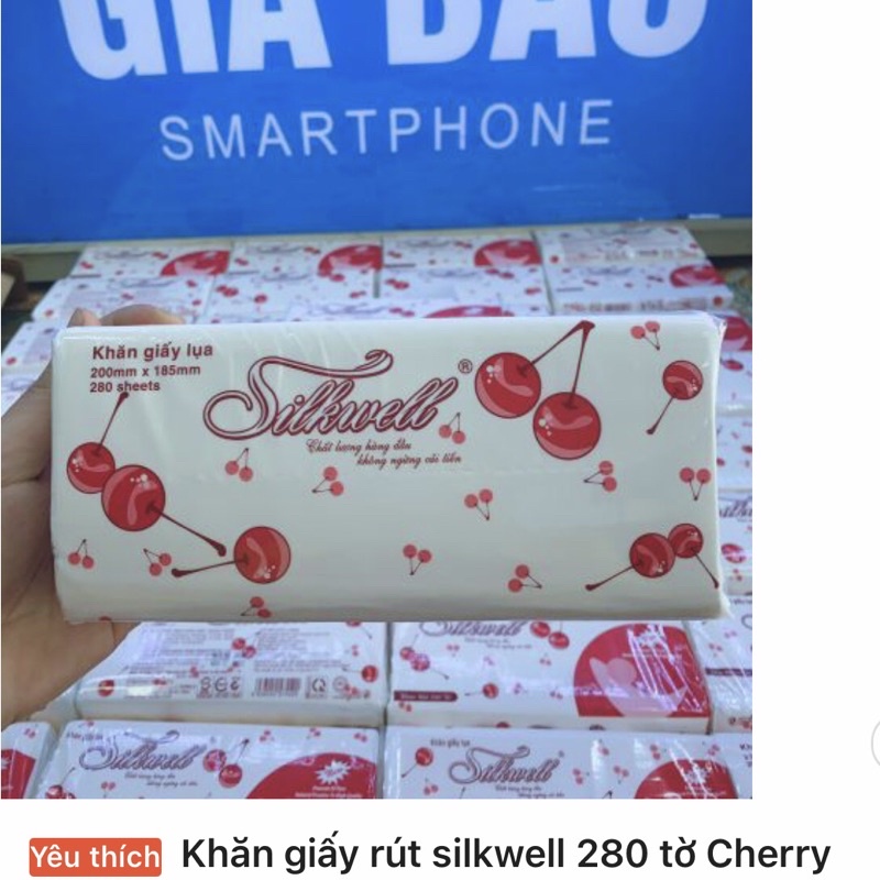 Khăn giấy rút silkwell 280 tờ Cherry đỏ