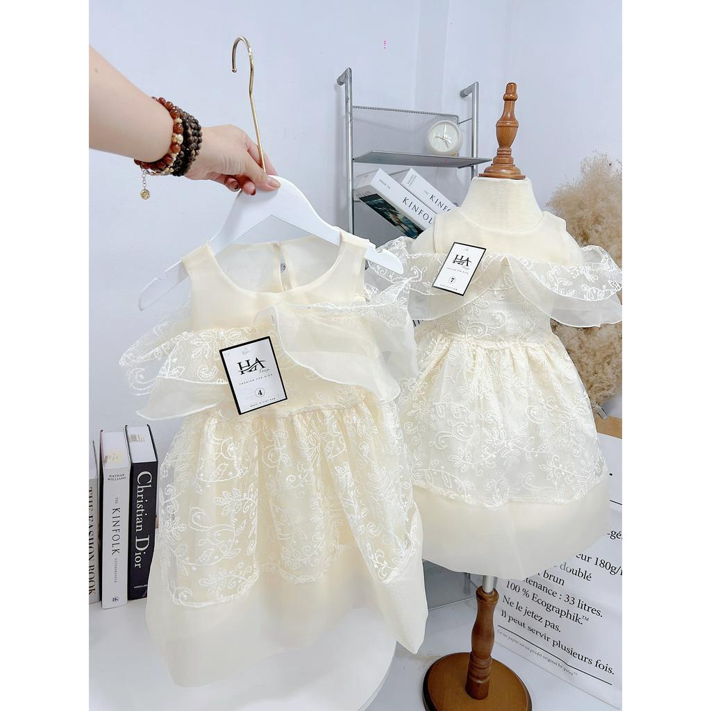 Váy đầm công chúa trẻ em mùa hè cho bé gái chất liệu ren màu trắng từ 10-16kg