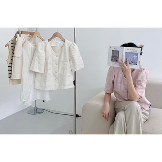 Áo Tweed cúc ngọc (627) (ảnh tự chụp)