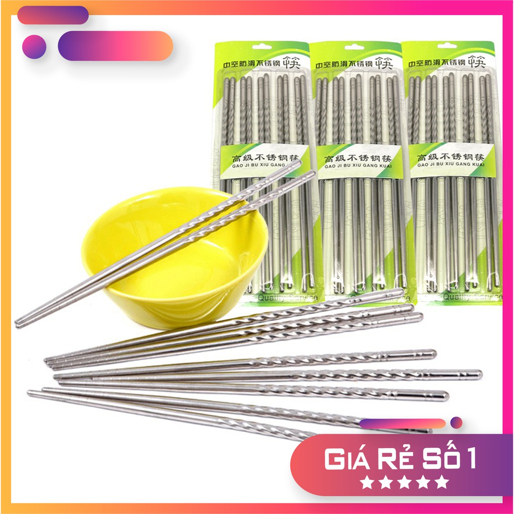 (Hot) Bộ 5 đôi đũa inox cao cấp H0381