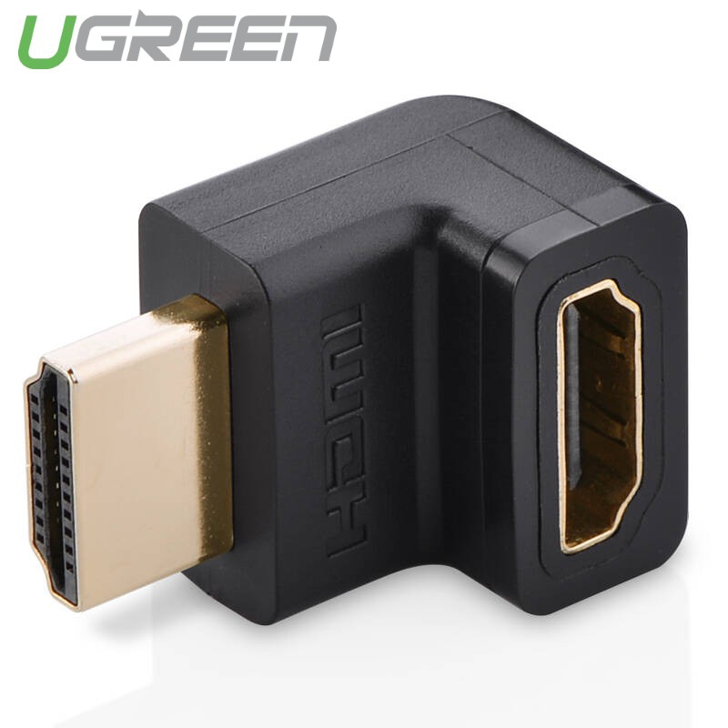 Đầu nối cổng HDMI male sang HDMI female vuông góc 90 độ - UGREEN 20110 - (màu đen)