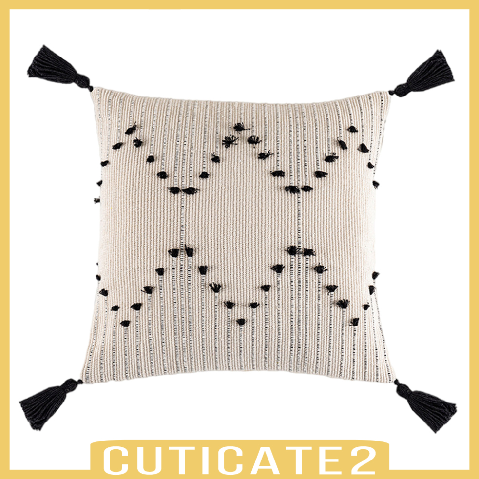 Áo Gối Họa Tiết Hình Học Bằng Cotton Với Tua Rua Dùng Cho Ghế Xe Hơi, Giường Ngủ