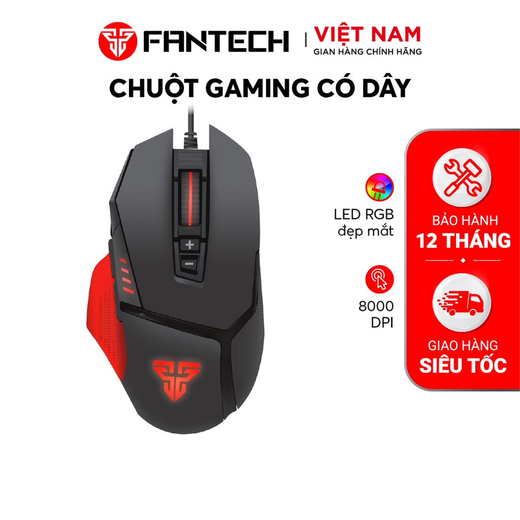 Chuột Gaming FANTECH X11 DAREDEVIL 8000DPI LED RGB 168 Triệu Màu 8 Phím Macro Có Phần Mềm Tùy Chỉnh -  HàngChính Hãng