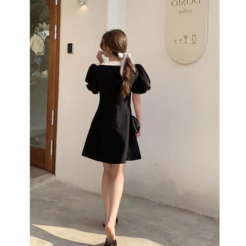 Váy ngắn dáng chữ A tay bồng - Đầm dự tiệc chất mát, tay 2 lớp - Cổ nhọn | BigBuy360 - bigbuy360.vn