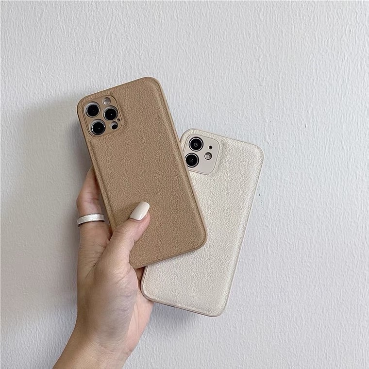 Ốp lưng iphone Ốp Điện Thoại Da Màu Trơn Chống Sốc Cho iPhone13 11/12Pro/Max XS XR 8P Dinuo case