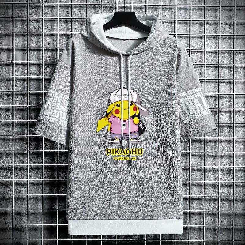 Korean Fashion 2021 Short Sleeve Hoodie For Men There are 6 Colors to choose from