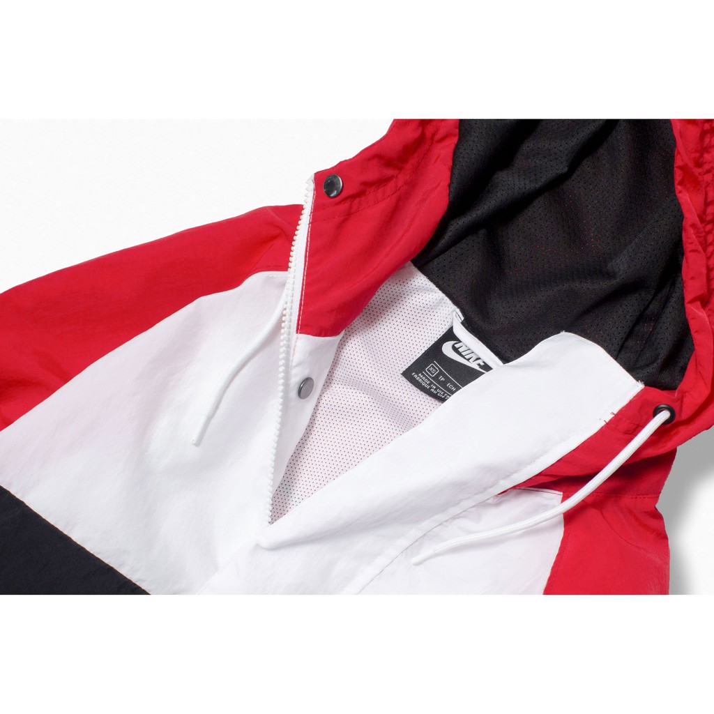 ÁO KHOÁC NIKE SWOOSH HOODED WOVEN JACKET - ĐỎ / TRẮNG / ĐEN