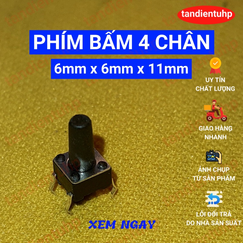 1 GÓI 50 CHIẾC NÚT NHẤN NHẢ 4 CHÂN CẮM - PHÍM BẤM 4 CHÂN CẮM 6mmx6mm CAO TỪ 5mm ĐẾN17mm