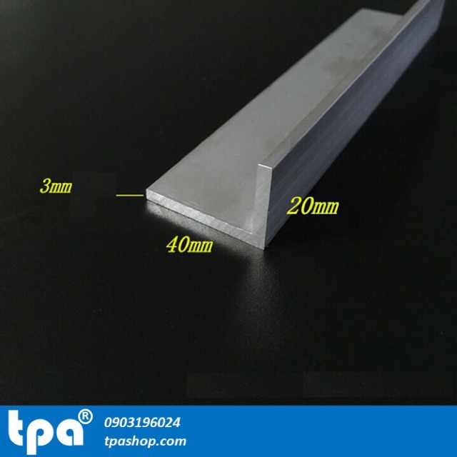 Thanh nhôm chữ L 20x40x3mm dài 1m