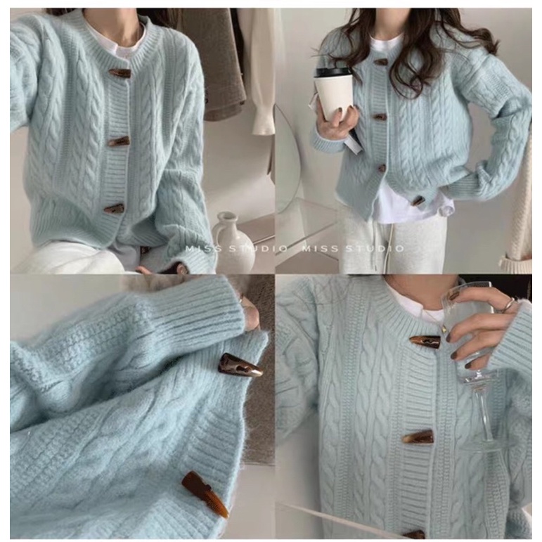 ÁO CARDIGAN KHUY SỪNG DÁNG NGẮN 4 MÀU