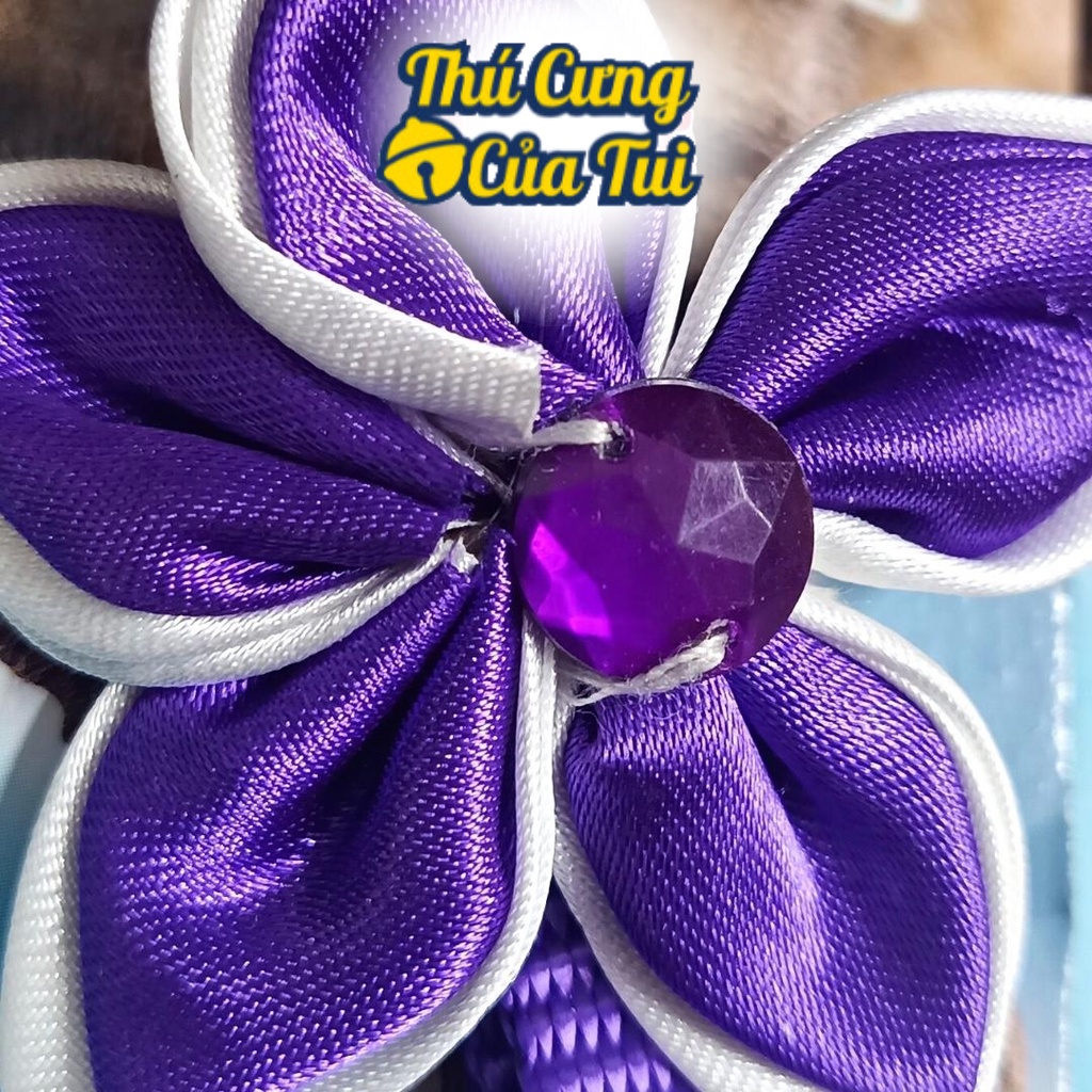 Vòng cổ cho thú cưng chó mèo hình bông hoa đính ngọc dễ thương - Thú Cưng Của Tui
