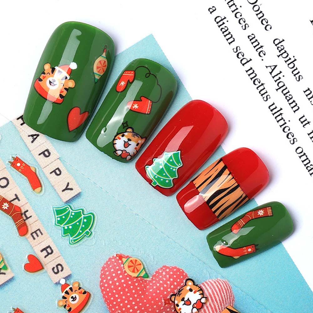[Hàng mới về] Miếng dán trang trí móng tay họa tiết động vật năm mới dễ thương diy