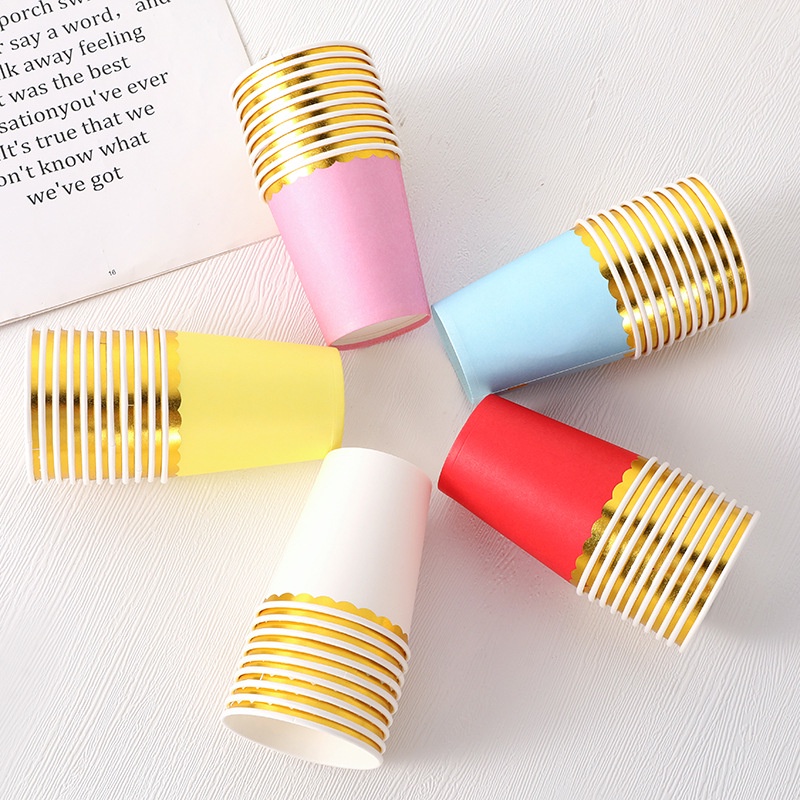 Set 10 Cốc Giấy 250ML Màu Đồng Phong Cách Vintage