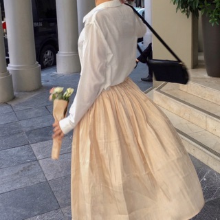 CC District - Chân váy midi lụa óng Freya Skirt be
