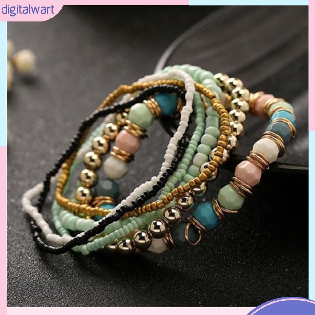 Set 7 Vòng Tay Chuỗi Hạt Nhiều Màu Sắc Phong Cách Bohemian Cá Tính Trẻ Trung Dành Cho Nữ