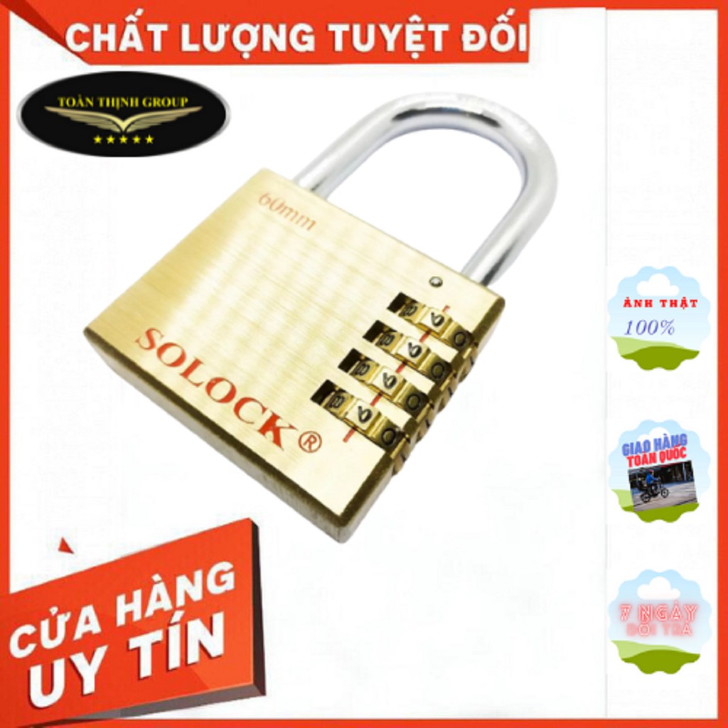 Ổ Khóa Mã Số Đồng Thau Hiệu SOLOCK 40mm-50mm-60mm, Hàng Chính Hãng, Khóa Đồng Nguyên Khối, Chắc Chắn