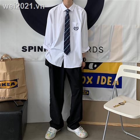Áo sơ mi tay dài kèm cà vạt thời trang phong cách Hàn Quốc cho nam/ nữ
