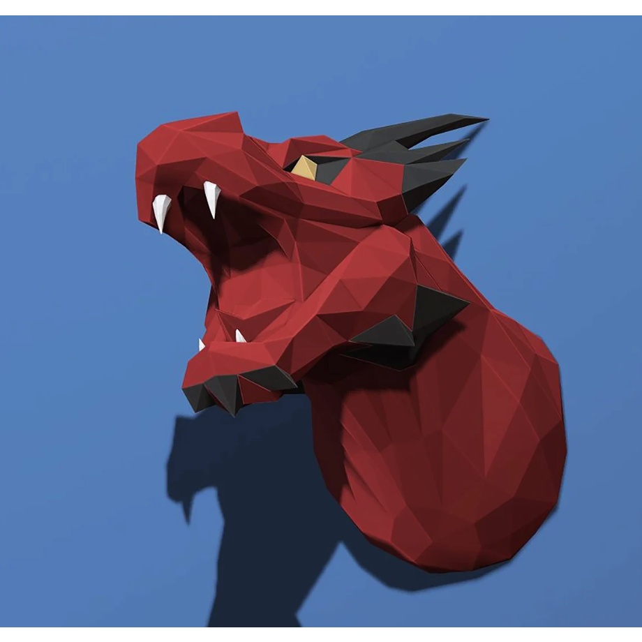 Mô hình Dragon 3D bằng giấy treo tường, bộ mô hình đầu rồng bằng giấy giá rẻ trang trí nhà cửa
