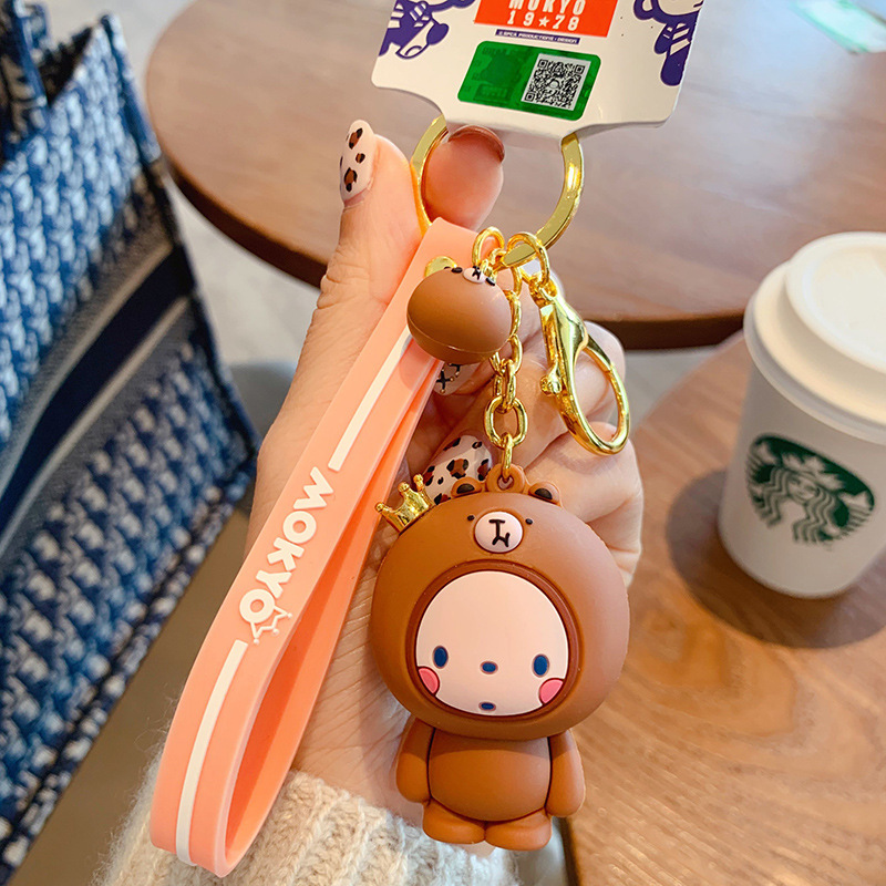 Móc Khóa Đôi Tạo Hình Chú Khỉ Dễ Thương Phim hoạt hình được ủy quyền chính hãng Epoxy Crown Monkey Keychain Nữ Búp bê Sáng tạo Cặp đôi Keychain Túi Mặt dây chuyền Bán buôn