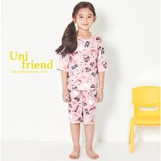 Bộ đồ ngắn mặc nhà bé gái Unifriend Hàn Quốc UniN02 cho bé 1-10 tuổi