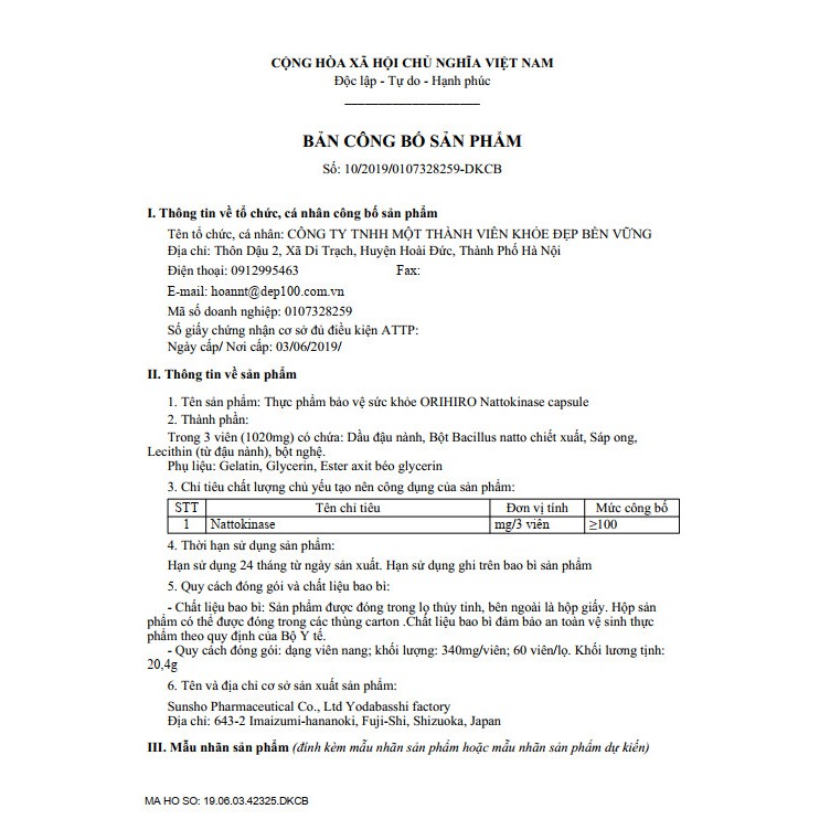 [DATE 2022] VIÊN UỐNG HỖ TRỢ CHỐNG ĐỘT QUỴ TAI BIẾN CỦA NHẬT ORIHIRO (HỘP 60 VIÊN), Natto Kinase 2000FU