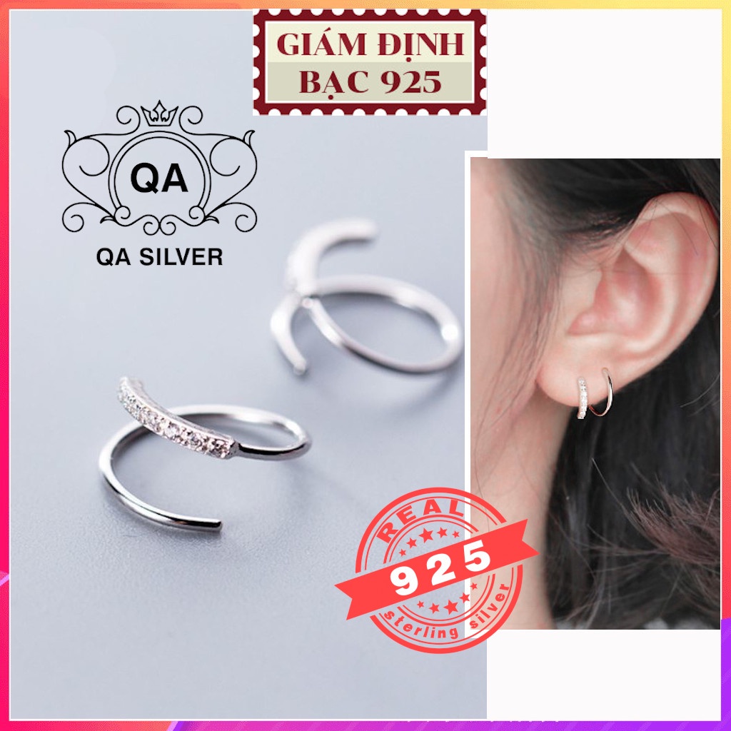 Khuyên tai bạc xoắn khảm đá kẹp vành bông tai nạm cuộn tròn S925 HELIX Silver Earrings QA SILVER EA190901