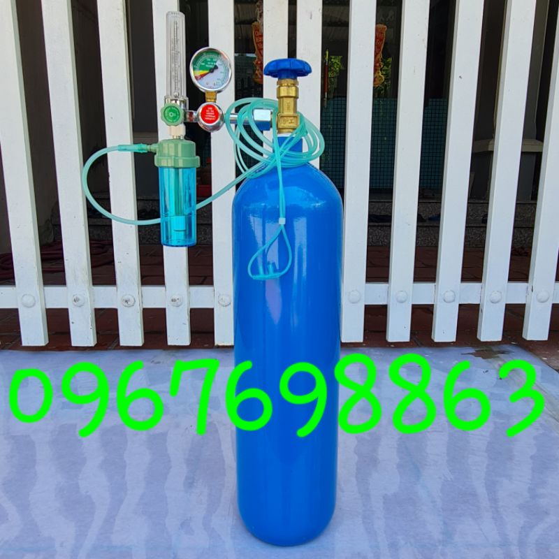 Bình Oxy Y Tế 9L+Đồng Hồ Và Dây Thở
