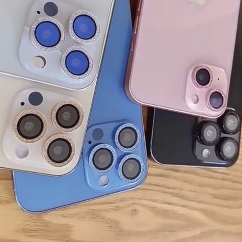 Bộ 3 mắt dán bảo vệ camera nhũ kim cương iPhone 13 Mini, 13, 13 Pro, 13 Pro Max siêu lấp lánh cực đẹp