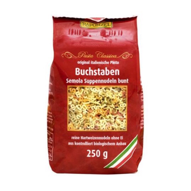 Nui chữ từ lúa mì hữu cơ Rapunzel 250g