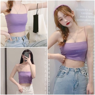 ÁO 2 DÂY NỮ TĂM MÀU TÍM - THUN 2S CROPTOP ÁO 2 DÂY SỢI BÚN Ulzzang