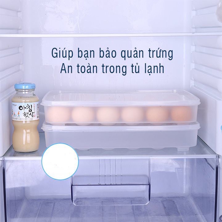 Hộp đựng trứng 24 quả có nắp đậy nhựa Việt Nhật (6786), khay bảo quản trứng không bị vỡ chắc chắn .bokisd.store