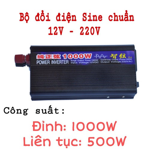 [Mã 44ELSALE2 giảm 7% đơn 300K] Bộ đổi điện sin chuẩn 1000W 12V sang 220V - ZX 12V-1000W