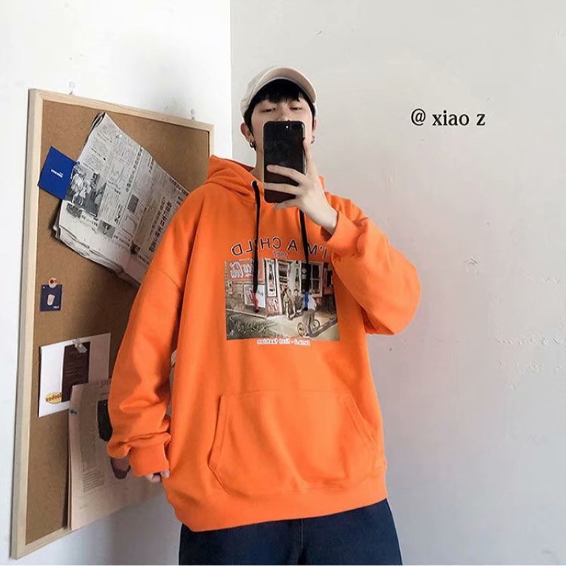 Áo hoodie Tay Dài In Họa Tiết Phong Cách harajuku Nhật Bản Thời Trang Cho Nam