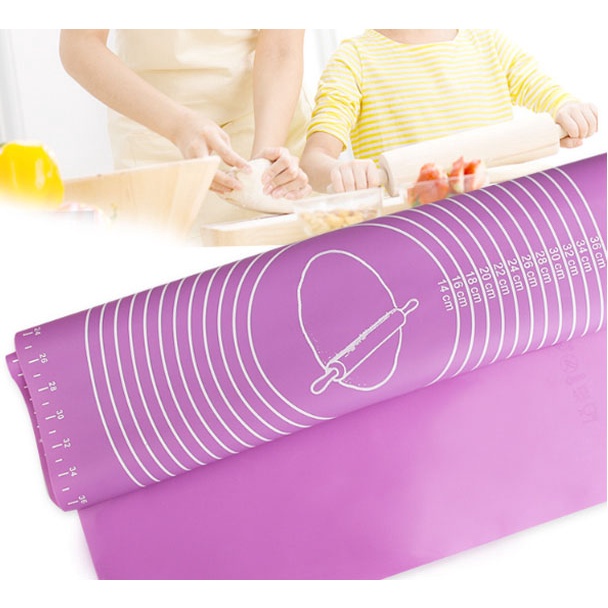 Tấm Lót, Thảm, Miếng Nhào Bột Siliocne Làm Bánh Chống Dính Chuyên Dụng 50x40cm-Tặng cọ quét gia vị đa năng