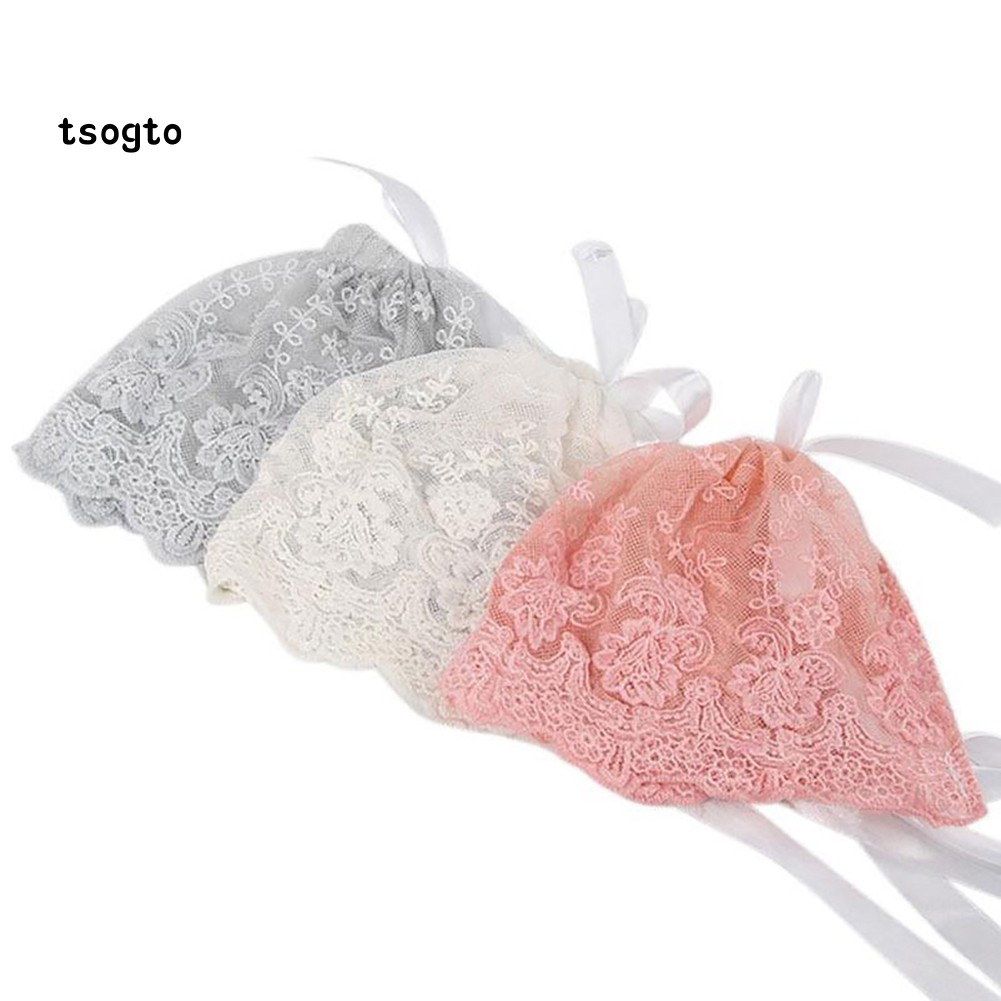 Mũ Trùm Đầu Phối Ren Hoa Cho Bé Gái