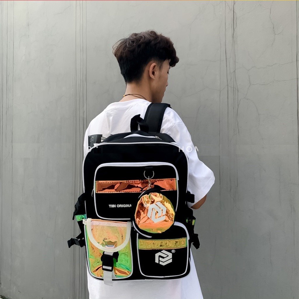 Balo Cặp Đi Học Thời Trang Ulzzang Basic Nhiều Ngăn, Balo Tibi Nam Nữ Đi Chơi Chống Nước