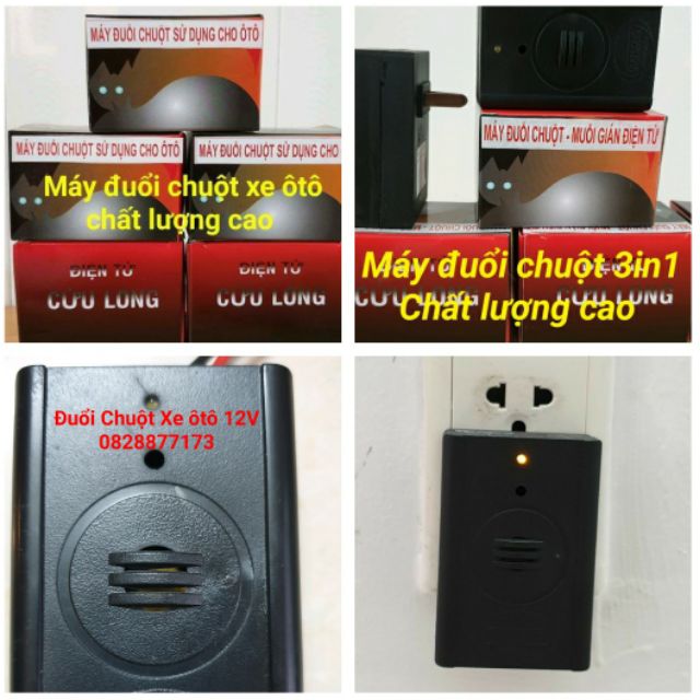 COMBO 1 Máy Cửu Long đuổi chuột xe ôtô và 01 Máy đuổi chuột muỗi gián 3in1 sử dụng sóng âm hiệu quả cao