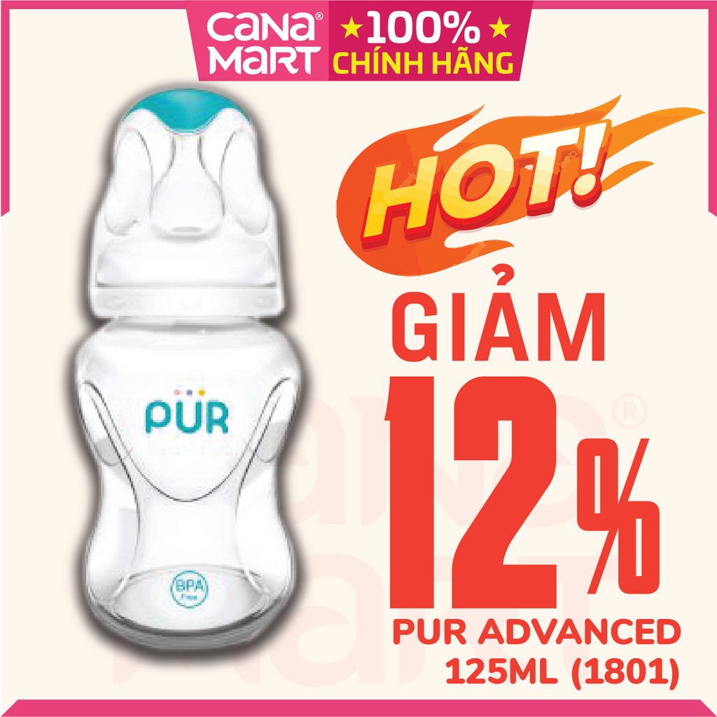 Bình sữa cổ thường Pur Advanced 125ml không chứa BPA (1801)