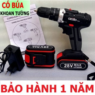 Máy khoan pin 28V OZITO có búa, máy khoan cầm tay, máy bắt vít cao cấp - TẶNG 1 PIN