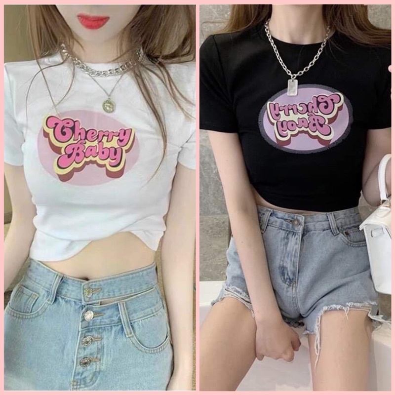 Áo Croptop nữ ôm body tay ngắn Chery Candy❤️chất bodip cá tính, sexy, năng động thời trang Hè 202