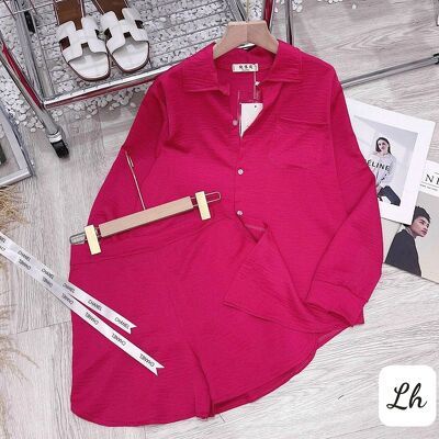 Sét bộ Áo sơ mi đũi dài tay nhiều màu quần đùi cá tính