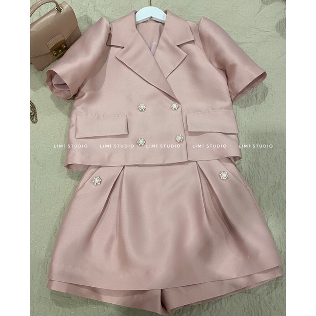Set áo blazer tay bồng dáng ngắn katherine