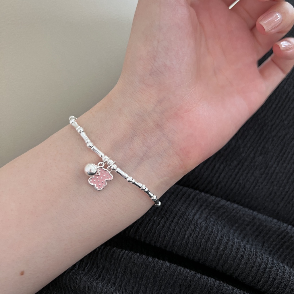 [Hàng Mới] Vòng Tay Chuỗi Hạt Tròn Đính Gấu Bông Handmade Co Giãn Dễ Phối Đồ